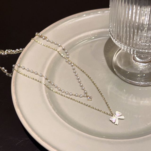 Pearl Necklace Layered Faux