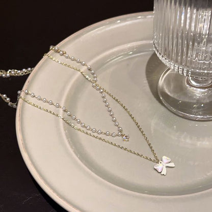 Pearl Necklace Layered Faux