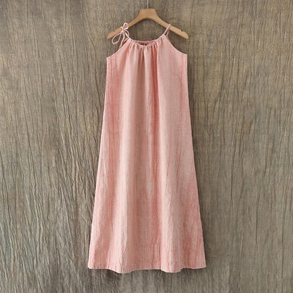 Thin Strap Scoop Neck Tie Dye Midi Shift Dress