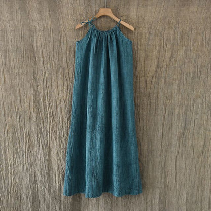 Thin Strap Scoop Neck Tie Dye Midi Shift Dress