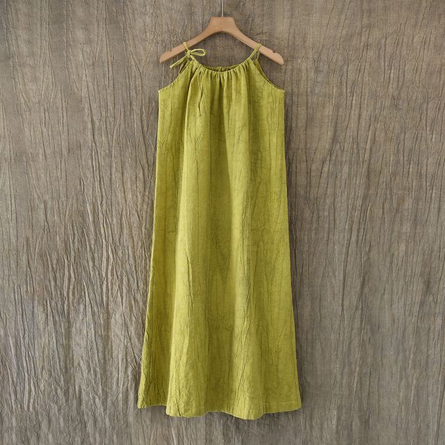 Thin Strap Scoop Neck Tie Dye Midi Shift Dress