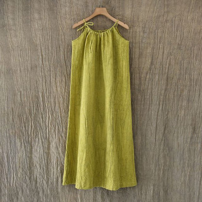 Thin Strap Scoop Neck Tie Dye Midi Shift Dress