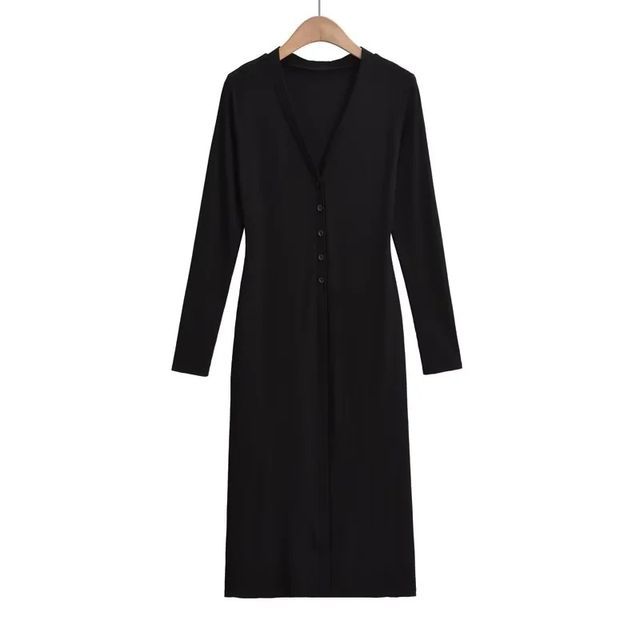 V-Neck Long Sleeve Knit Cardigan