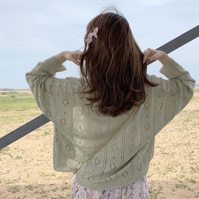 Perforated Knit Cardigan