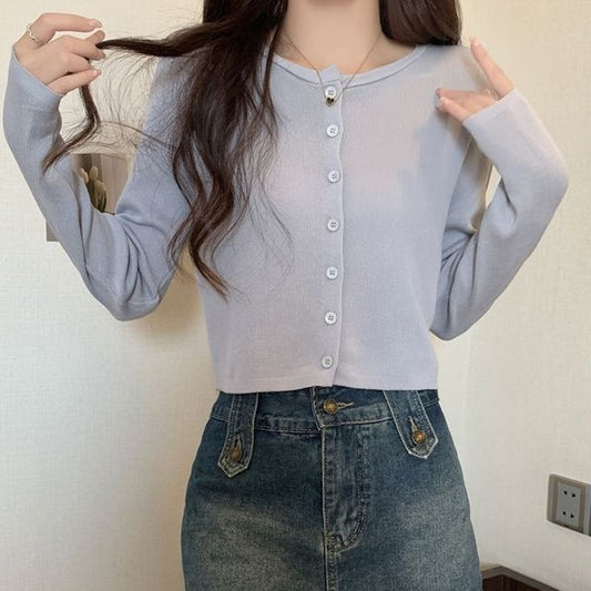 Crewneck Crop Knit Cardigan