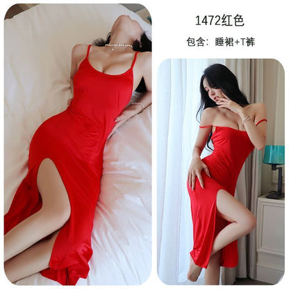 Thin Strap Plain Midi Bodycon Dress Set