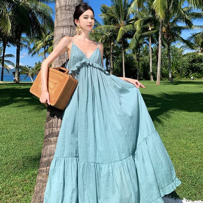 Thin Strap Ruffled Midi Sundress
