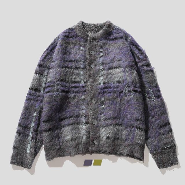 Crewneck Melange Knit Cardigan