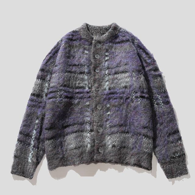 Crewneck Melange Knit Cardigan