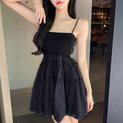 Thin Strap Ruffle Mini A-Line Dress