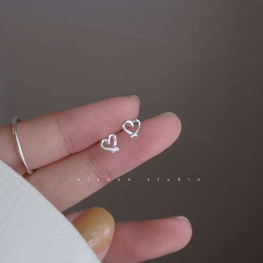 Stud Silver Heart Earring