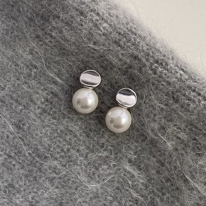 Silver Earring Sterling Faux Pearl Drop