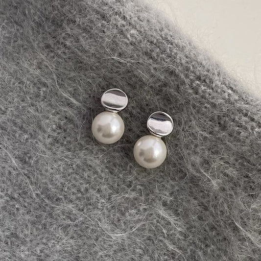 Silver Earring Sterling Faux Pearl Drop