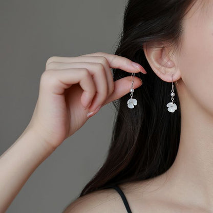 Floral Acrylic Pearl Faux Earring Dangle Alloy