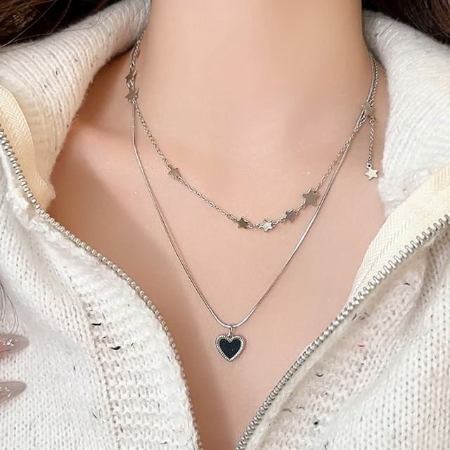 / Alloy Choker Heart Set Star Pendant Necklace