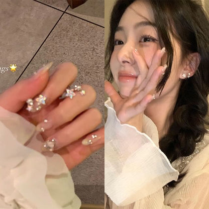 Faux Alloy Ear Star Cuff Pearl Rhinestone