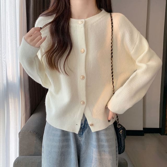Crew Neck Knit Cardigan