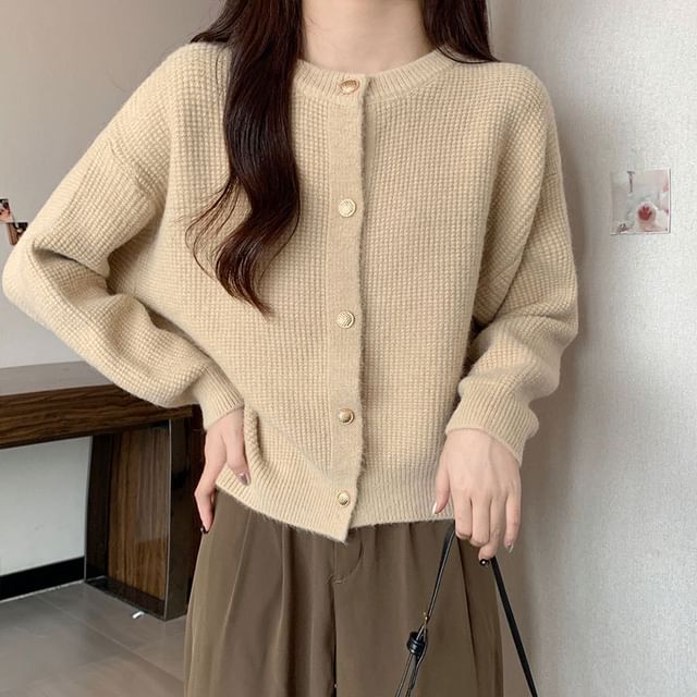 Crew Neck Knit Cardigan