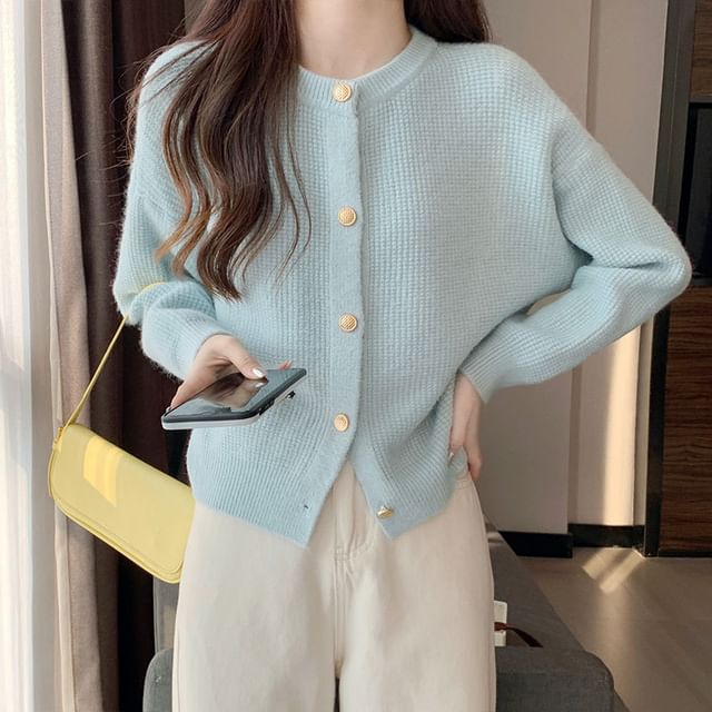 Crew Neck Knit Cardigan