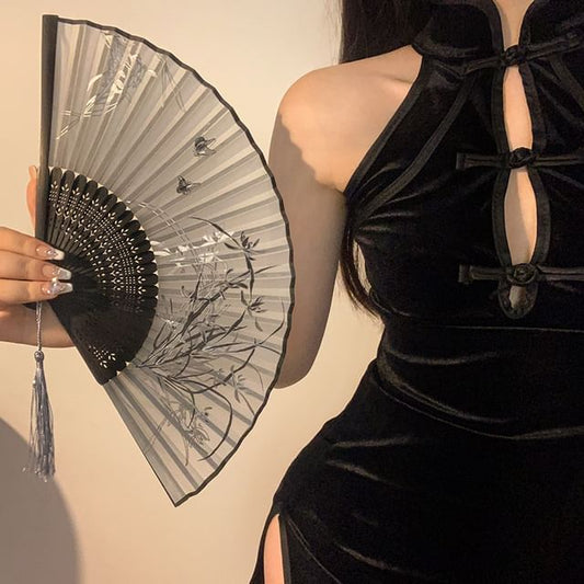 Foldable (Various Hand Designs) Floral Fan Fabric