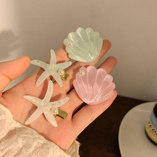 Faux Resin Shell Starfish Pearl Hair / Clip