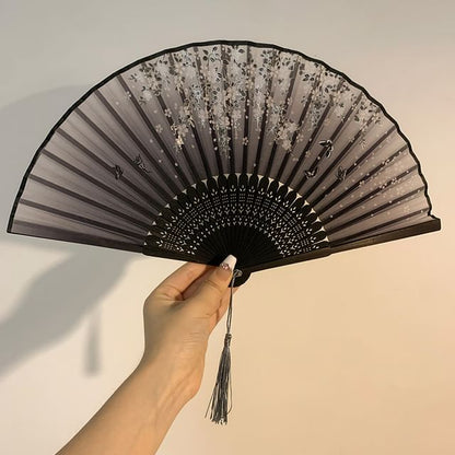 Foldable (Various Hand Designs) Floral Fan Fabric