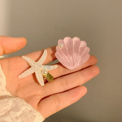 Faux Resin Shell Starfish Pearl Hair / Clip