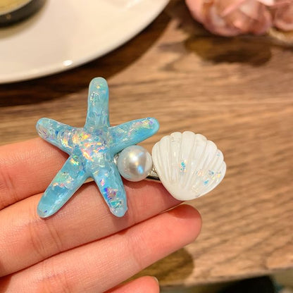 Faux Resin Shell Starfish Pearl Hair / Clip