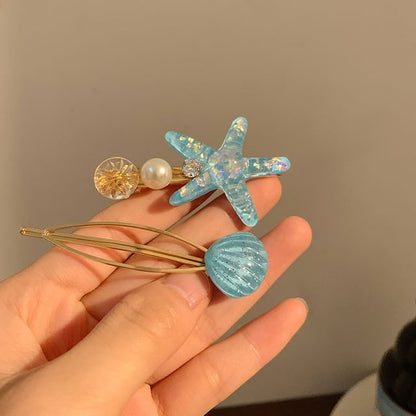 Faux Resin Shell Starfish Pearl Hair / Clip