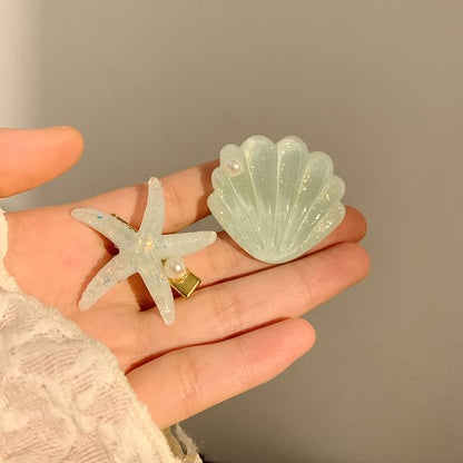 Faux Resin Shell Starfish Pearl Hair / Clip