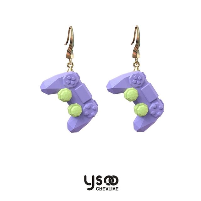 Earring Asymmetrical Drop Ear Clip-On Gamepad Cuff / Lettering