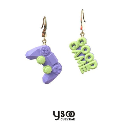 Earring Asymmetrical Drop Ear Clip-On Gamepad Cuff / Lettering