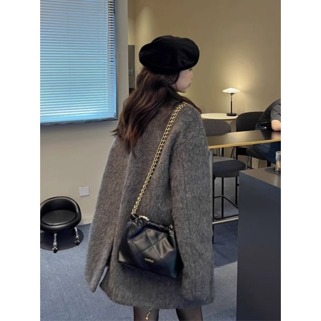 Notch Lapel Melange Double Breasted Blazer