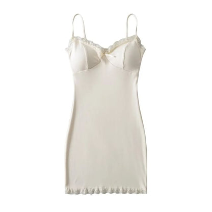 V-Neck Lace-Trim Mini Bodycon Dress