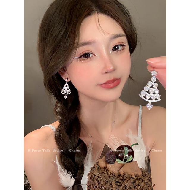 Tree Earring Chandelier Fluffy Choker / Drop Christmas Set Bracelet Snowflake