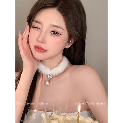 Tree Earring Chandelier Fluffy Choker / Drop Christmas Set Bracelet Snowflake