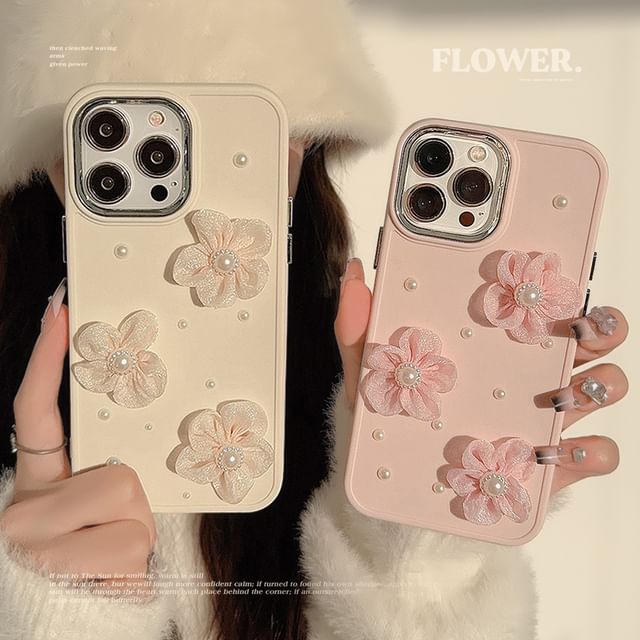 Case Pearl Faux Floral Phone