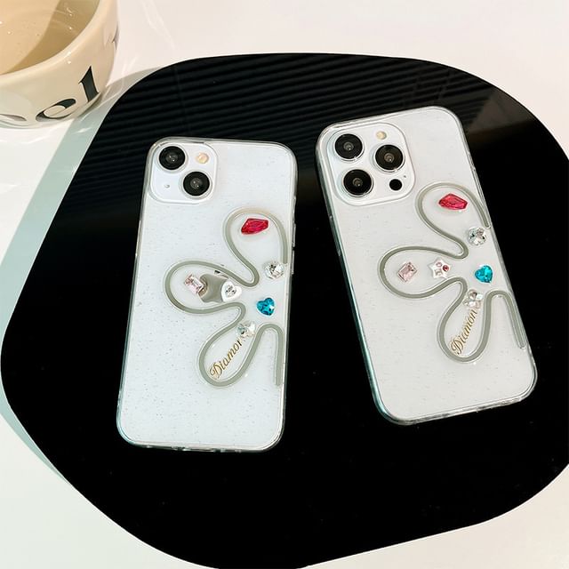 Rhinestone Phone Case Floral