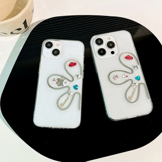 Rhinestone Phone Case Floral
