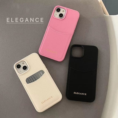 Card Case Lettering Leather Phone Holder Faux