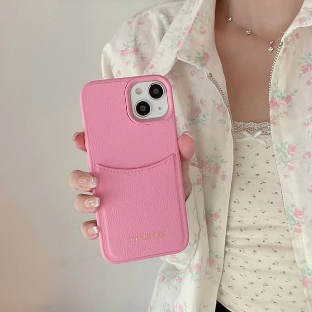 Card Case Lettering Leather Phone Holder Faux