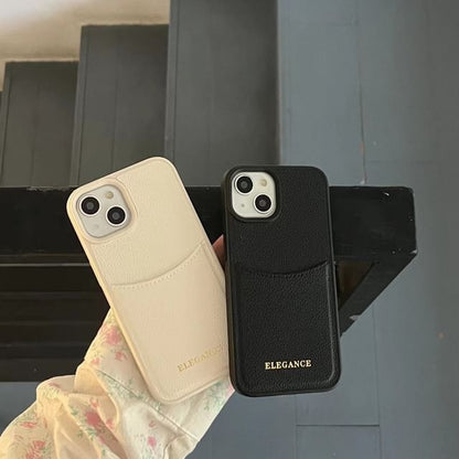 Card Case Lettering Leather Phone Holder Faux