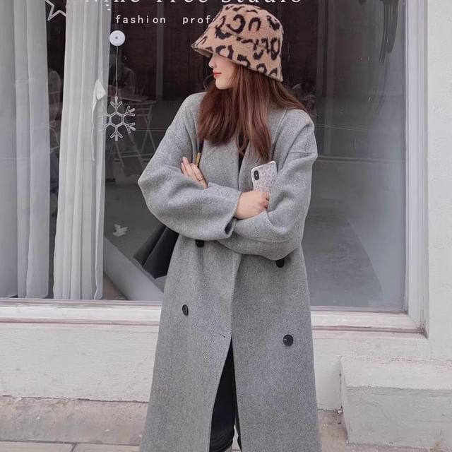 Double Breasted Plain Long Coat