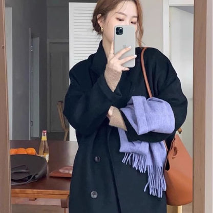 Double Breasted Plain Long Coat