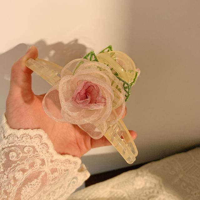 (Various / Designs) Tie Scrunchie Hair Pearl Clip Mesh Rose Faux