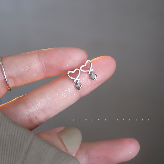 Earring Sterling Drop Silver Heart