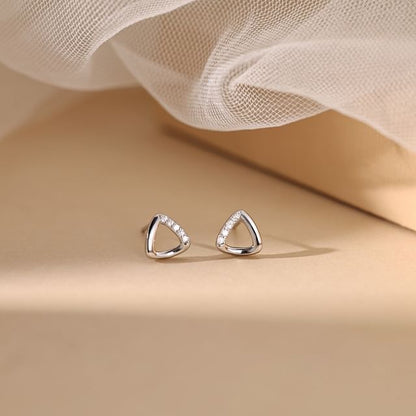 Geometric Earring Silver Rhinestone Designs) (Various Sterling Stud