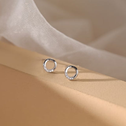 Geometric Earring Silver Rhinestone Designs) (Various Sterling Stud