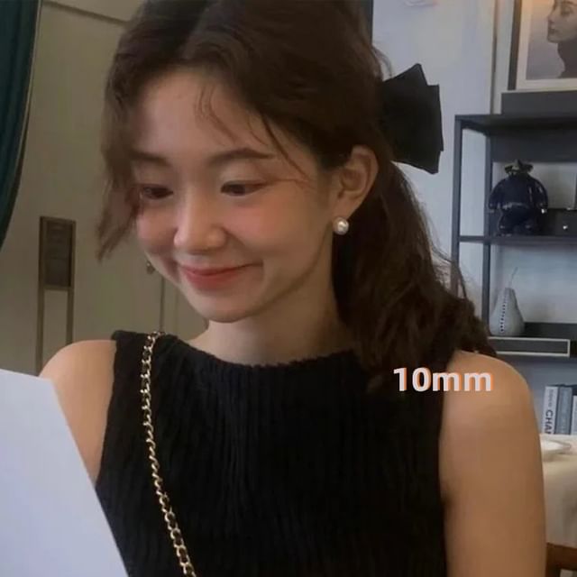 Earring Faux Stud Sterling Pearl Silver