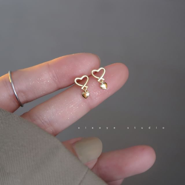 Earring Sterling Drop Silver Heart